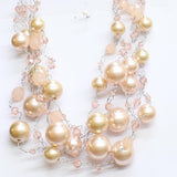 Studio Works Pearl Faux Pearl Beaded Wire Necklace Pink / Silver Gray 16" + 3"