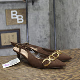 A New Day Tabitha Oversized Chain Slingback Heels 94305244 Brown 6.5M