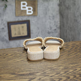 A New Day Womens Lottie Sandals Block Heel Pearl Accent Natural Brown 7.5M