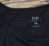 Me By Jennie Garth Womens Terraza Knit Top with Sweetheart Neckline Black 1X