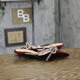 A New Day Womens Gwen Rhinestone Bow Heels Velvet 94656736 Burgundy Red 6.5M