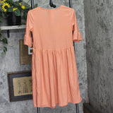 Ny Collection Swiss Dot Bell Sleeve Midi Sundress MNKD3217 Tawny Orange S