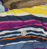 Anne Cole Cover Up Shirt with Buttons Roll Tab Barcode Stripe Blue Multi L/XL