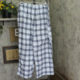 Wild Fable Flannel Wide-Leg Mid-Rise Elastic Waist Pajama Pants Plaid Blue 2X