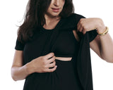 Motherhood Maternity Womens Short Sleeve Nursing Tee Shirt Solid Black M