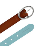 Levi's Womens Two-in-One Twisted-Buckle Reversible Belt 1.25 in. Tan / Blue XL