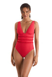 Mimi Flamingo Soleil Solids Sonny One Piece Swimsuit 900050231 Punch Pink Red 12