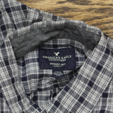 American Eagle  Mens Seriously Soft Button Up Classic Fit Shirt Gray Plaid L