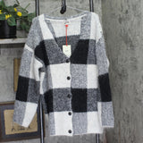Woolrich X TGT Check Button Down V Neck Relaxed Cardigan Black / White XL