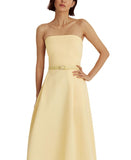 Lauren Ralph Lauren Pleated Belted Midi Party Fit + Flare Dress Yellow  Bloom 12