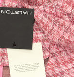 Halston Tweed Faux Wrap Embellished 3/4 Sleeve Shift Dress Fuchsia Pink 12