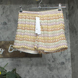 Aqua Lined Crochet Knit Shorts YCGP5912 Brown Multi S