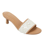 A New Day Heels Sequin Embellished Kitten Sandals Tan Brown / White Multi 8M