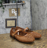 Universal Thread Womens Sylvia Woven Mary Jane Ballet Flats Cognac Brown 8M