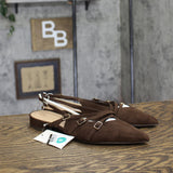 A New Day Womens Twiggy Multi Buckle Mini Heel Flats 94303759 Brown 8M