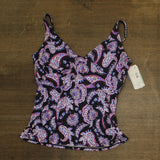 Swim Solutions Paisley-Print Crossover Tankini Swim Top Dancing Paisley Black 18