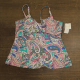 Raisins Curve Crisscross Paisley Tankini Swim Top Raisins Curve Pink Multi 16W