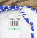 Anne Cole Swim Dress With Skirted Bottom One Piece Swimsuit Denim Dot Blue 8