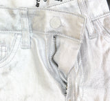 Art Class Girls High-Rise Baggy Metallic Wide Leg Denim Pant Silver Gray 10