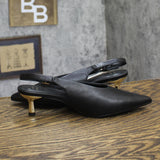 A New Day Womens Samantha Heels Slingback Faux Leather Black / Gold 6.5M