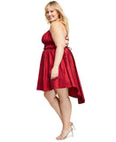 B Darlin Womens Trendy Plus Size High-Low Gathered Dress 9328910 Ruby Red 18W
