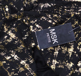 MSK Petite Sleeveless Tiered Mock Neck Metallic Maxi Dress Black / Gold LP