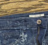 Guess Stretch Denim Skirt with Laser Print Detail Indigo Tropical Jungle Blue 12