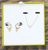 Kendra Scott Pave Heart Pendant Necklace Huggie Earring Set 2pc Gold / Clear 19"