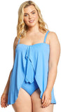 Lauren Ralph Lauren Womens Plus Size Flyaway Tummy-Control One Piece Blue 18W