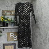 Tommy Hilfiger Womens Printed Ruched-Waist Dress A4IJ114A Black / Gold 2