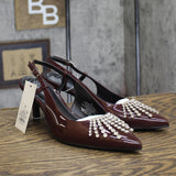 A New Day Womens Serafina Heels Rhinestone Strap Back Evening Burgundy Red 8M
