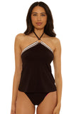 Trina Turk Bougainvillea Reversible Halter Neck Tankini Top Black Multi 12