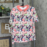 Lands' End Vintage Floral Polo Shirt Short Sleeve Pink Multi 16W-18W