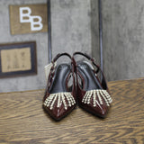 A New Day Serafina Rhinestone Strap-Back Heels 94661780 Burgundy Red 6M