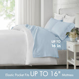 Madison Park 500 TC Egyptian Cotton 4-Piece Sheet Set MP20-8229 Blue Queen