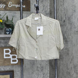 Nia Womens Button Up Malta Shirt Oyster Brown M