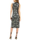 INC International Concepts Women's Zebra Foil Printed Fitted Midi Dress 10824192