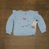 Kids Headquarters Toddler Girls Knit Long Sleeve Ruffle Top Blue Multi 3T