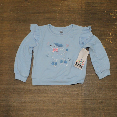Kids Headquarters Toddler Girls Knit Long Sleeve Ruffle Top Blue Multi 3T