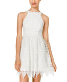 City Studio Junior Sheath Crochet Lace Skater Dress 6642GX1AT1 White 5