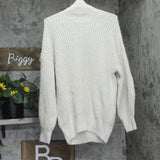 Alfani Womens Lurex Knit Acrylic Sweater Turtleneck Stone Off White XL