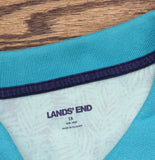 Lands' End Women's Short-Sleeve Polo Shirt Blue Green Multi 1X