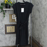 Who What Wear Women's Short Sleeve Shirring-Detailed Dress WD-785 Jet Black M
