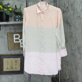 Equipment Womens Silk Button Up Long Sleeve Shirt Dress Pink Multi 2XS