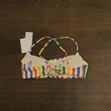 Andie Womens Fiji Striped Bikini Swim Top AT318 Rainbow Stripe Off White Multi S