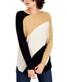 Inc Colorblocked Shirttail-Hem Sweater Black Brown Multi 4X