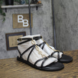 Guess Womens Grunge Gladiator Ornamented Flat Strappy Sandal GWGRUNGE Black 10M