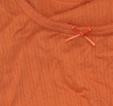 Old Navy Womens Babydoll Knit Bow Accent Shirt Top Orange L