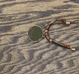 Chico's Choker Aztec Pendant Bead Necklace Black / Green 16" + 5"