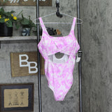 Salt + Cove Trendy Plus Size Tie-Dye Cutout One-Piece Swimsuit Pink Print 1X